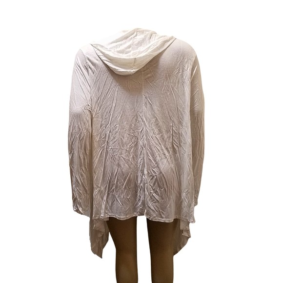 Hot Ginger White Stretchy Drape Open Front Hooded Duster Cardigan Overpiece 3X - Picture 3 of 5